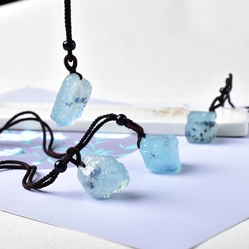 Natural Original Stone Pendant | Aquamarine, Rose Quarts, Green Fluorite, Rock Crystal