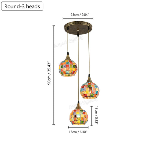 Tiffany Mosaic Pendant Lamp – Handmade Bohemian Elegance