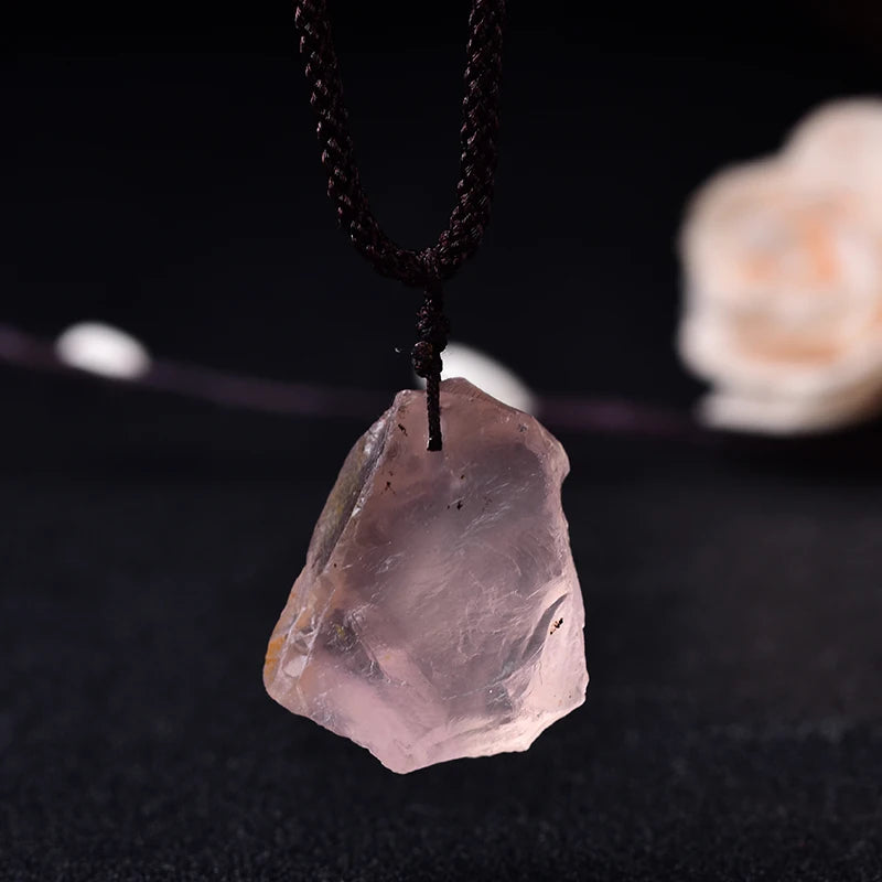 Natural Original Stone Pendant | Aquamarine, Rose Quarts, Green Fluorite, Rock Crystal