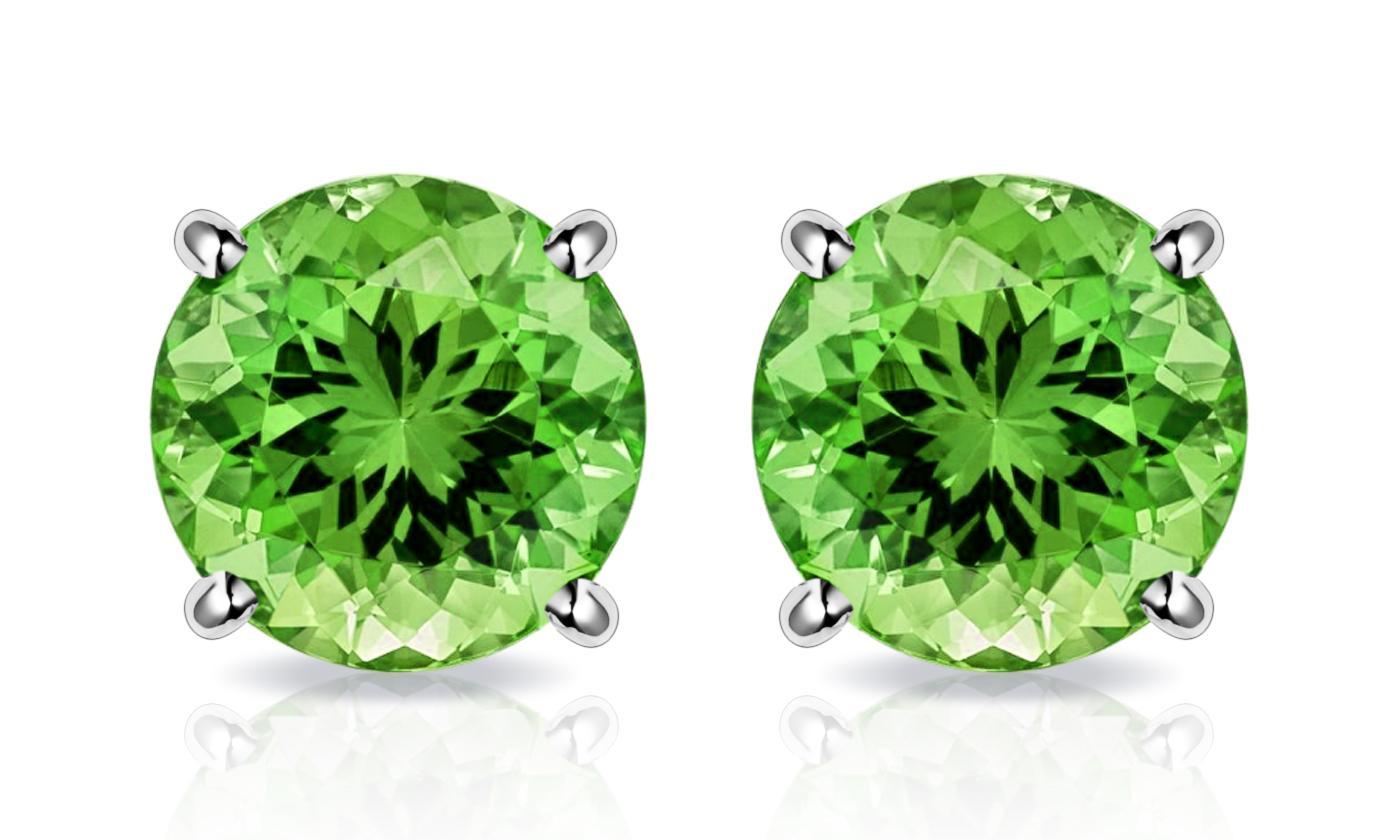 Peridot Created Crystal Stud Earrings