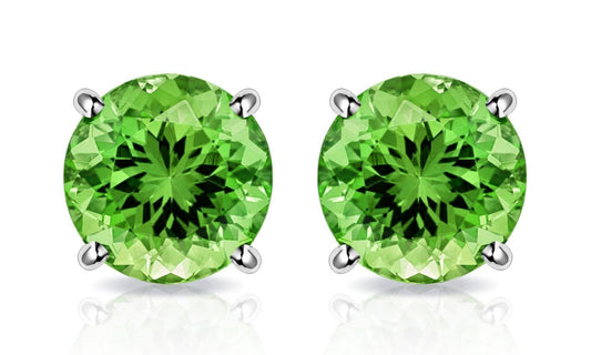 Peridot Created Crystal Stud Earrings