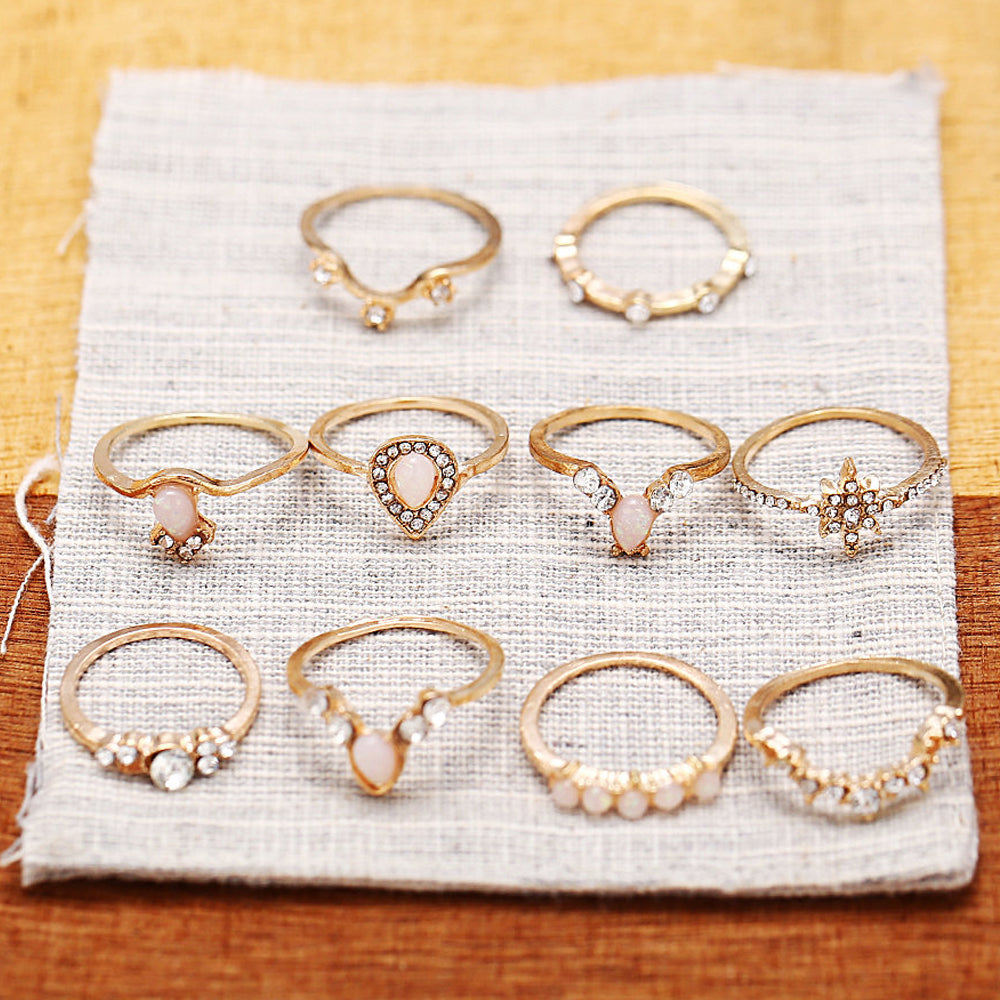 10 Piece Opal Ring Set