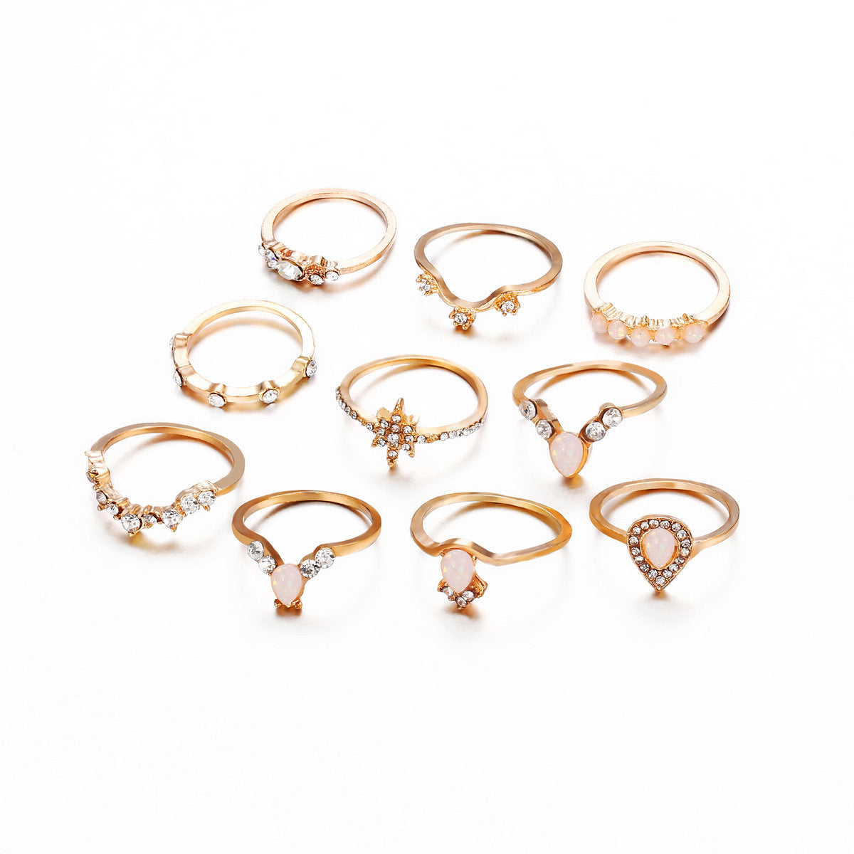 10 Piece Opal Ring Set