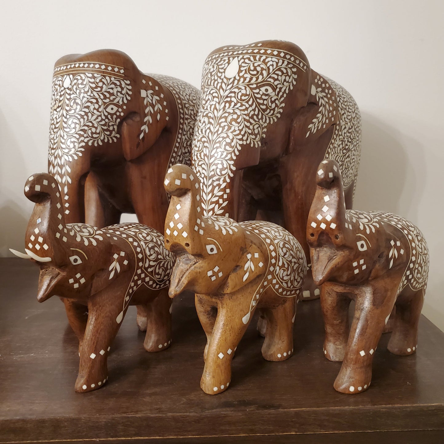 Hand Carved Wooden Indian Elephant Statue