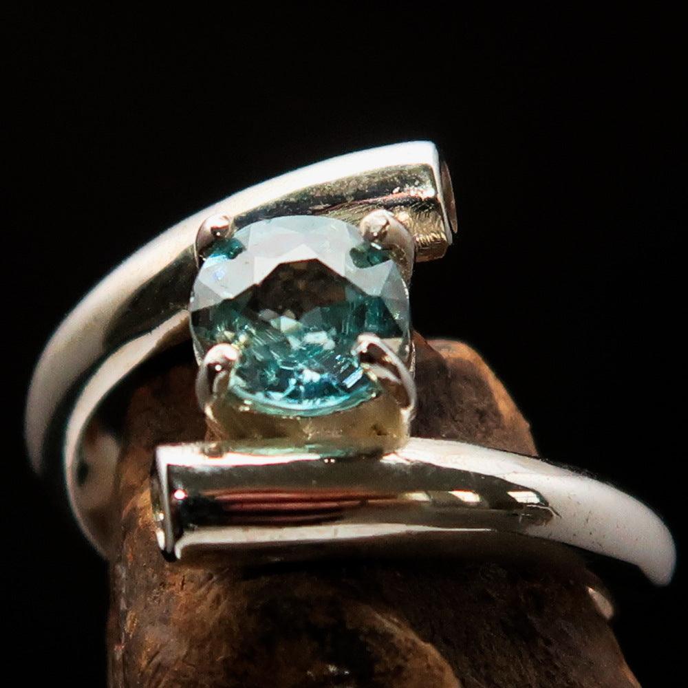 Round Cut Blue Zircon Ring