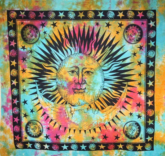 Divine Sun & Crescent Moon Tapestry