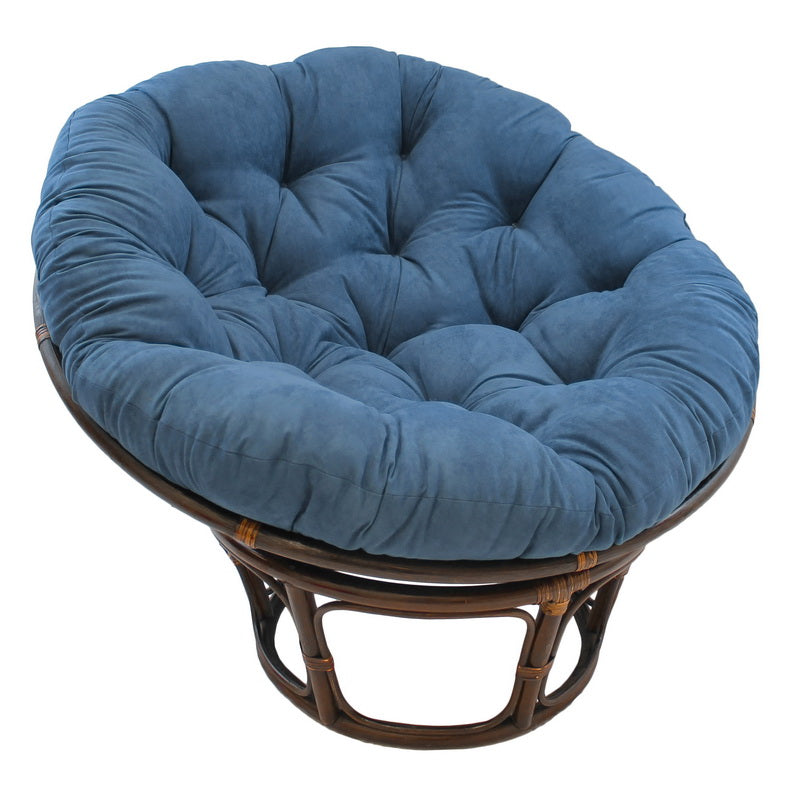 Boho-Chic 42" Rattan Papasan Chair with Plush Micro Suede Cushion