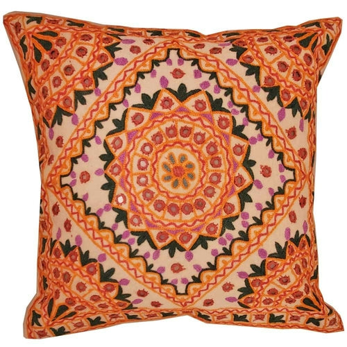 Mirror Work Chandrama Cushion Cover