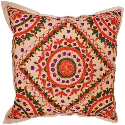 Mirror Work Chandrama Cushion Cover