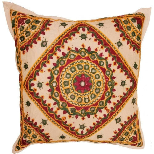 Mirror Work Chandrama Cushion Cover