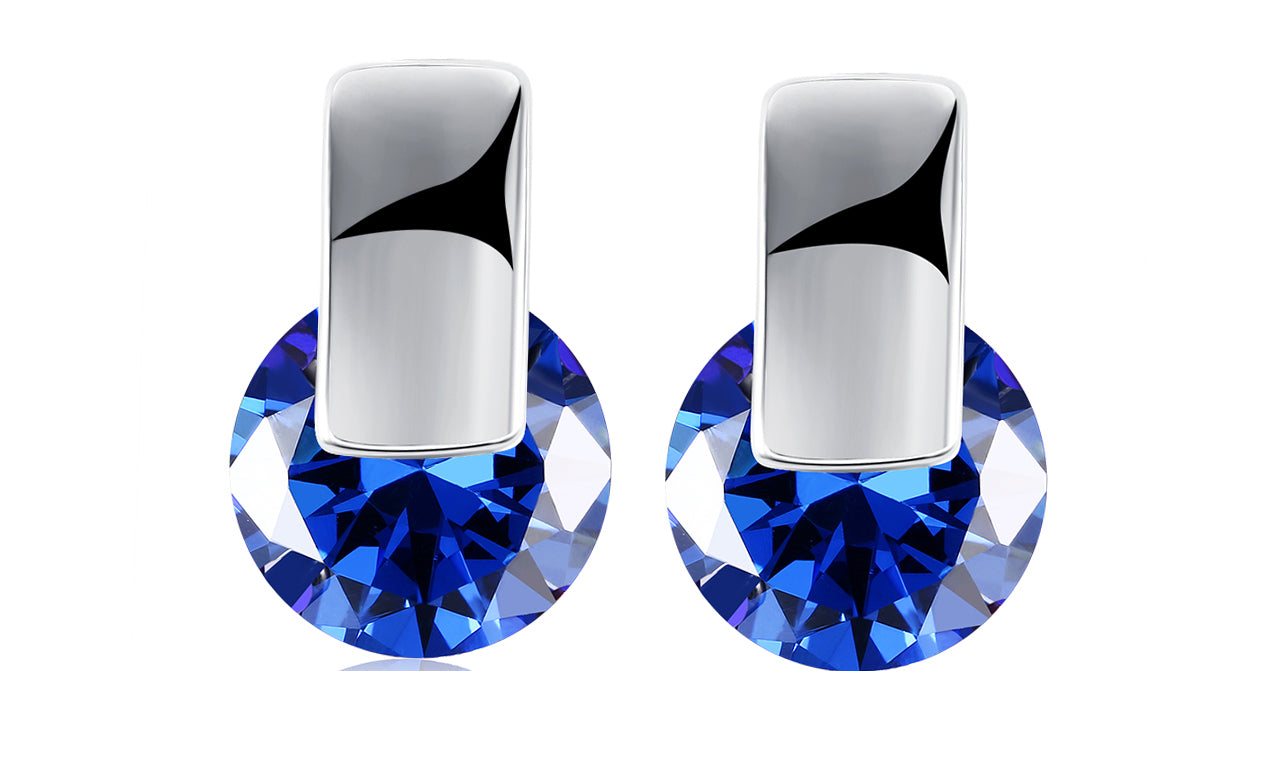 Sleek Blue Sapphire Stud Earrings