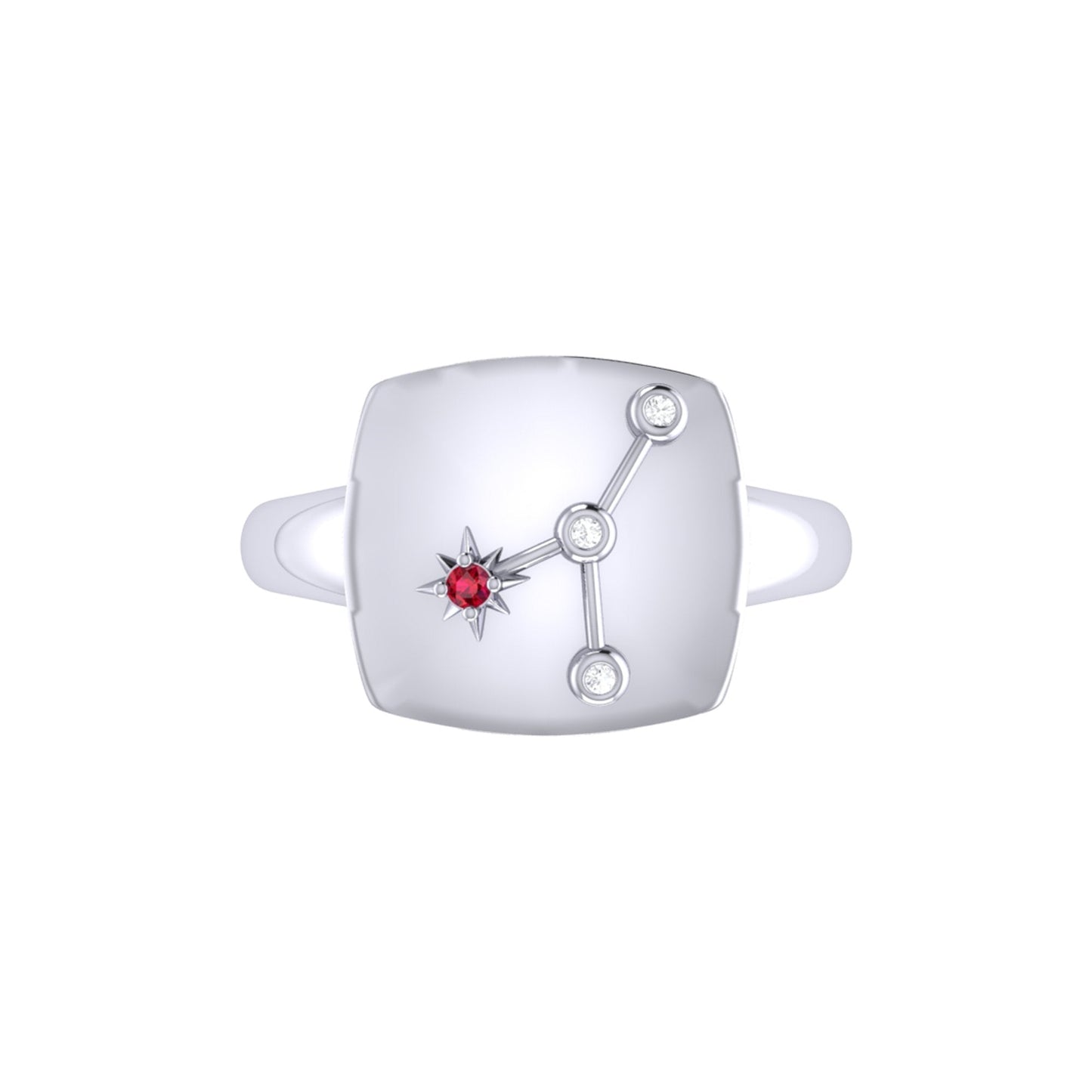 Cancer Crab Ruby & Diamond Constellation Signet Ring