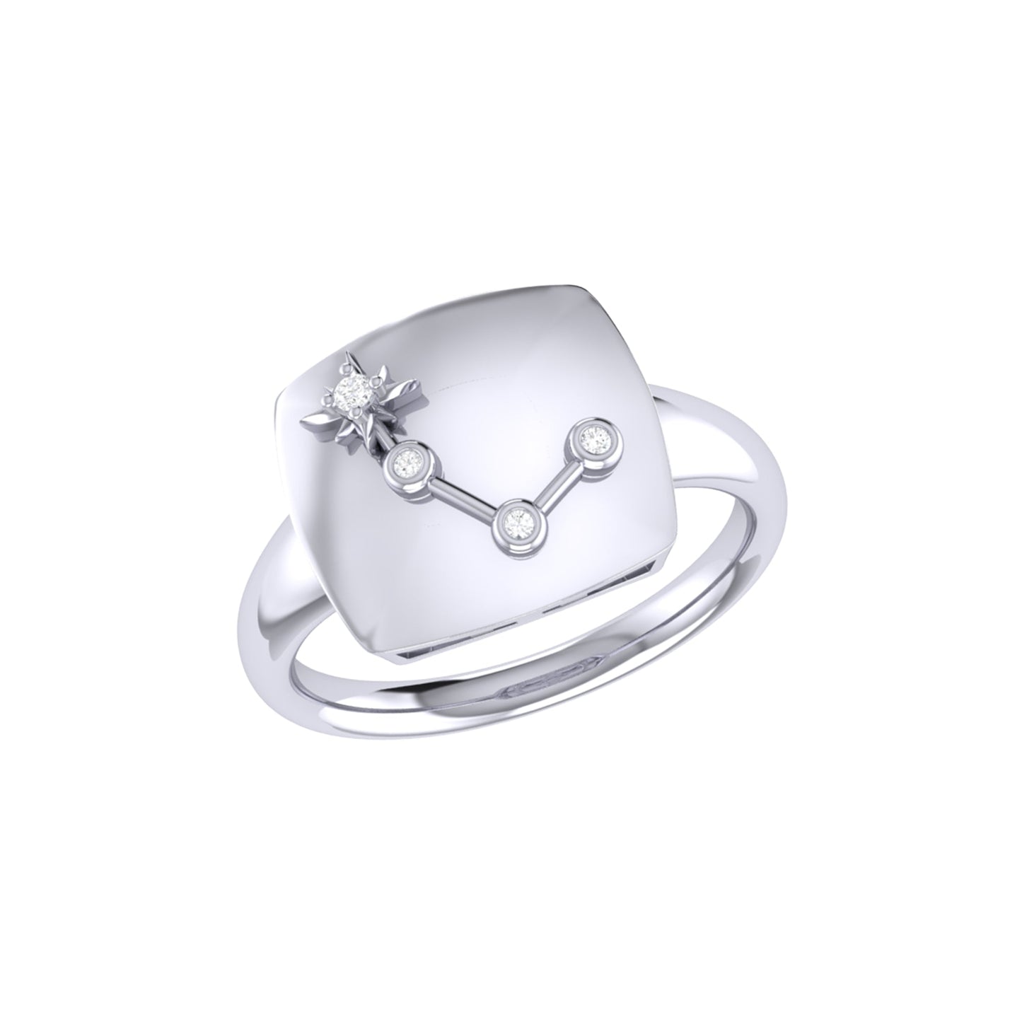 Aries Ram Diamond Constellation Signet Ring