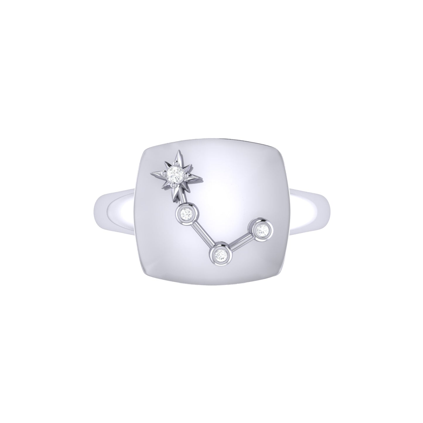 Aries Ram Diamond Constellation Signet Ring