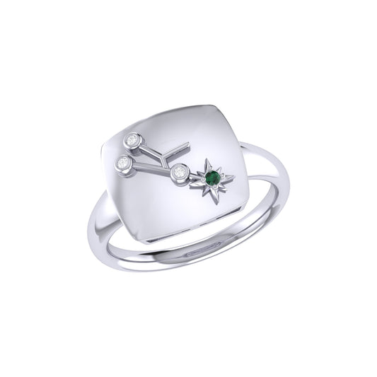 Taurus Bull Emerald & Diamond Constellation Signet Ring