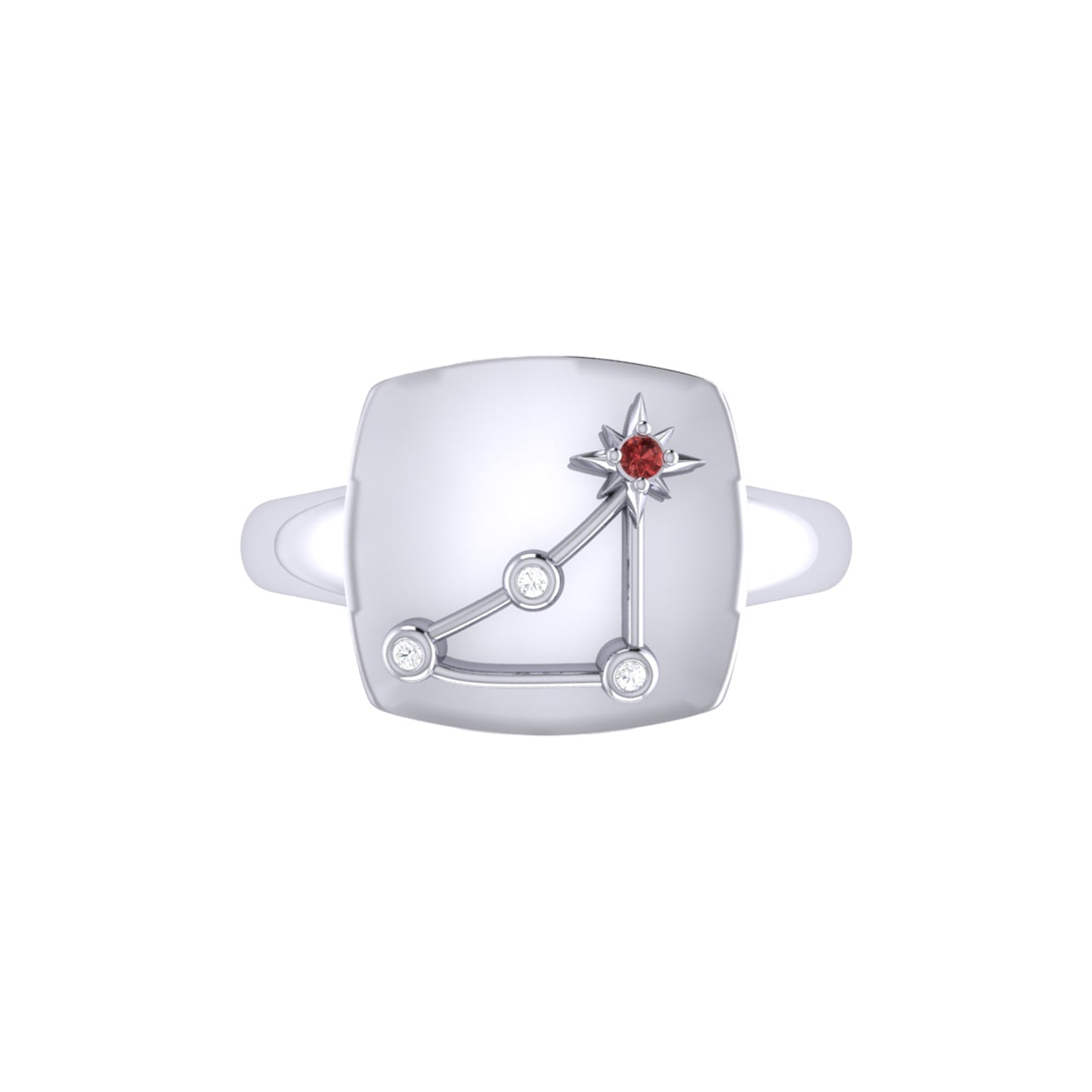 Capricorn Goat Garnet & Diamond Constellation Signet Ring