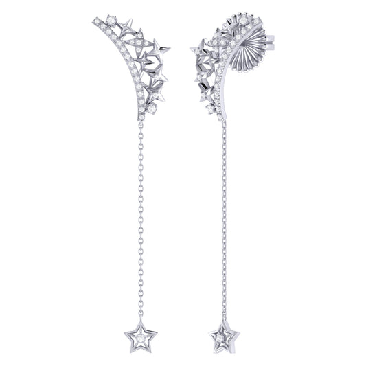 Starry Cascade Tiara Diamond Drop Earrings