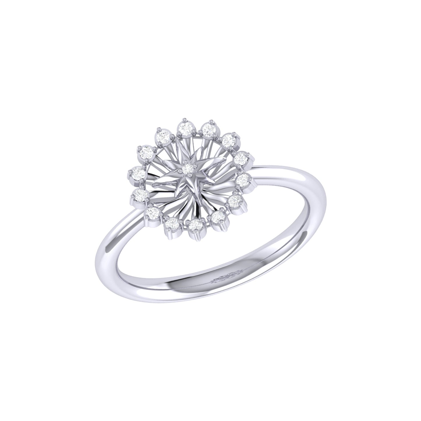 Starburst Diamond Ring in Sterling Silver