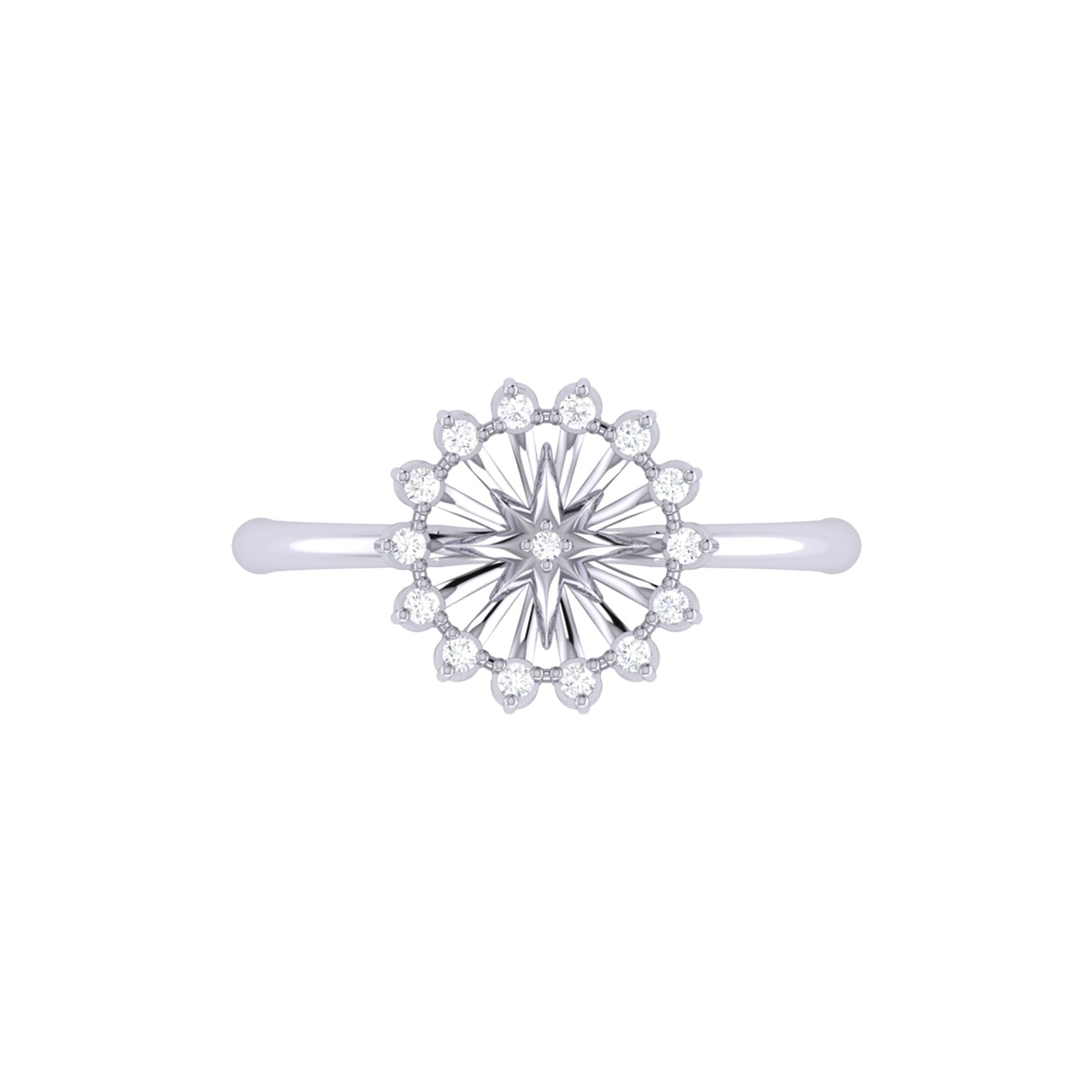 Starburst Diamond Ring in Sterling Silver