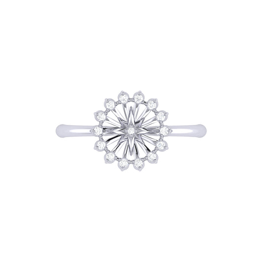 Starburst Diamond Ring in Sterling Silver