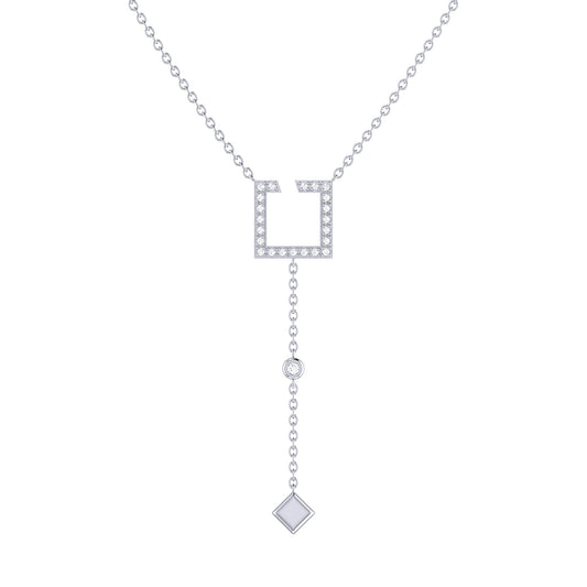 Open Square Bolo Adjustable Diamond Lariat Necklace