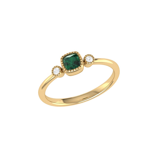 Cushion Cut Emerald Birthstone Ring