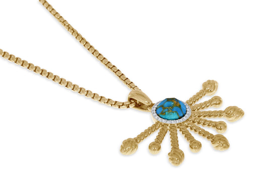 Day Break Half Sun Turquoise Diamond Pendant