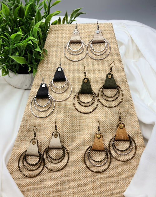 Leather Metal Boho Earrings