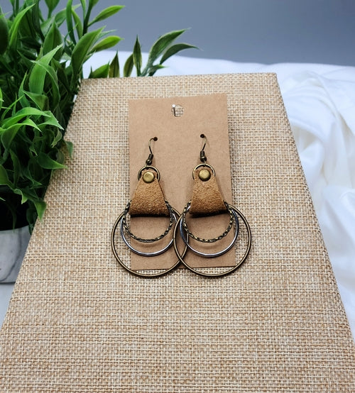 Leather Metal Boho Earrings