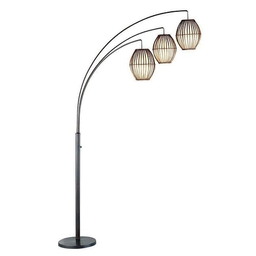 Modern Mid-Century Bohemian 82-Inch Arch Floor Lamp with 3 Barrel Lanterns