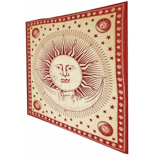 Divine Sun & Celestial Crescent Moon Tapestry