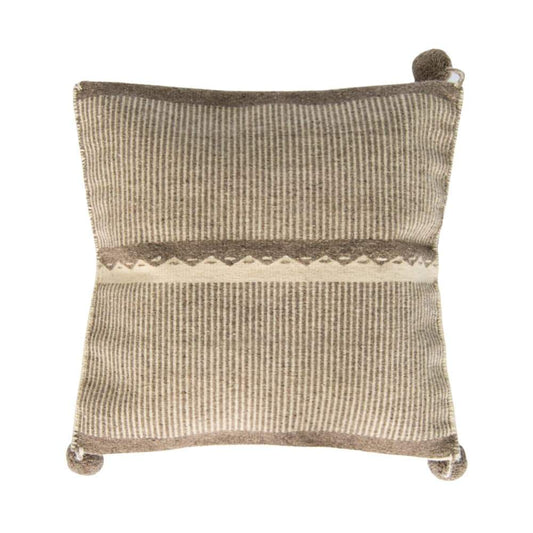 Beige Wool Pillow Cover with Mountains