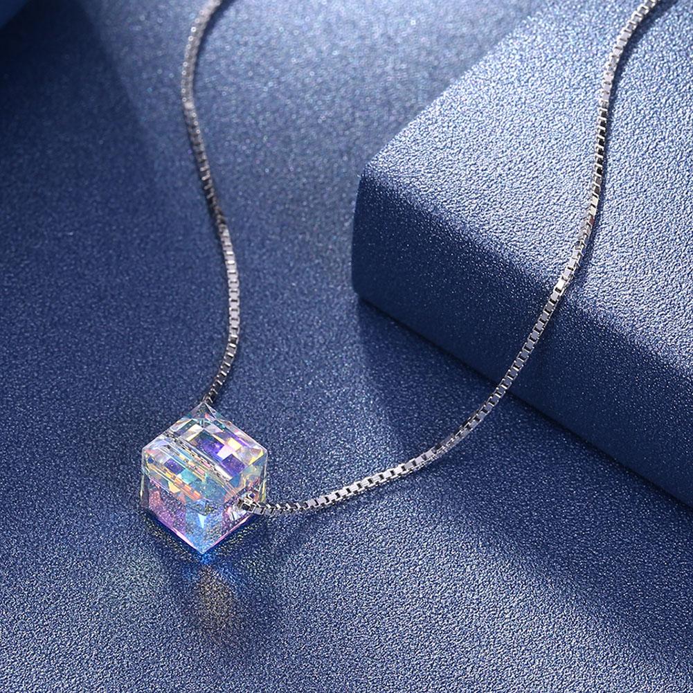 Crystals Aurora Borealis Cube Necklace