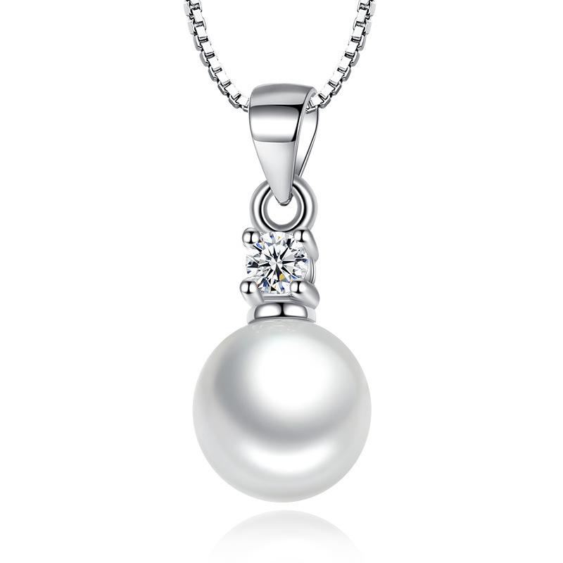 Pearl Pendant Necklace with Cubic Zirconia Accent Stone