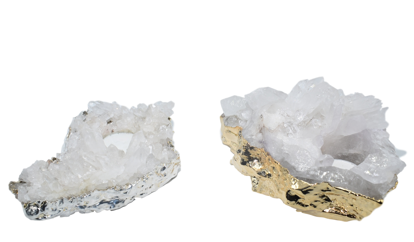 Quartz Cluster Candle Holder for Bohemian Style