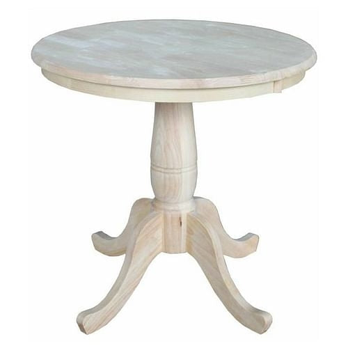 Round Bohemian Solid Wood Dining Table with Pedestal Base