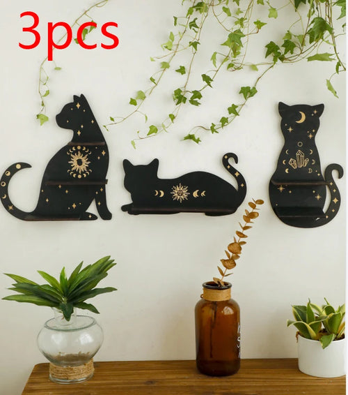 Black Cat Shaped Crystal Shelves