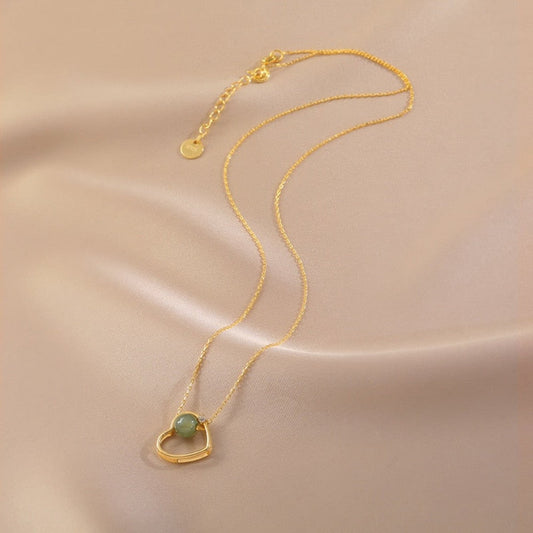 Golden Heart Jade Necklace