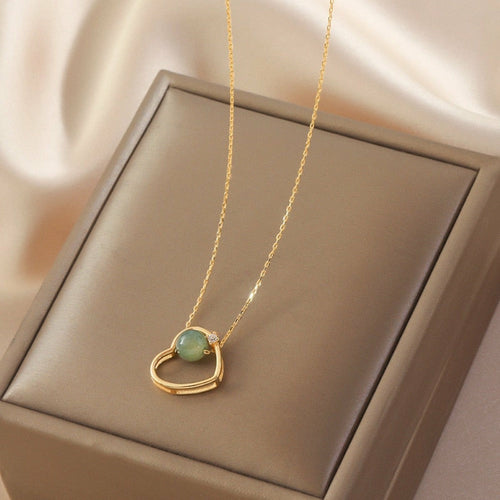 Golden Heart Jade Necklace