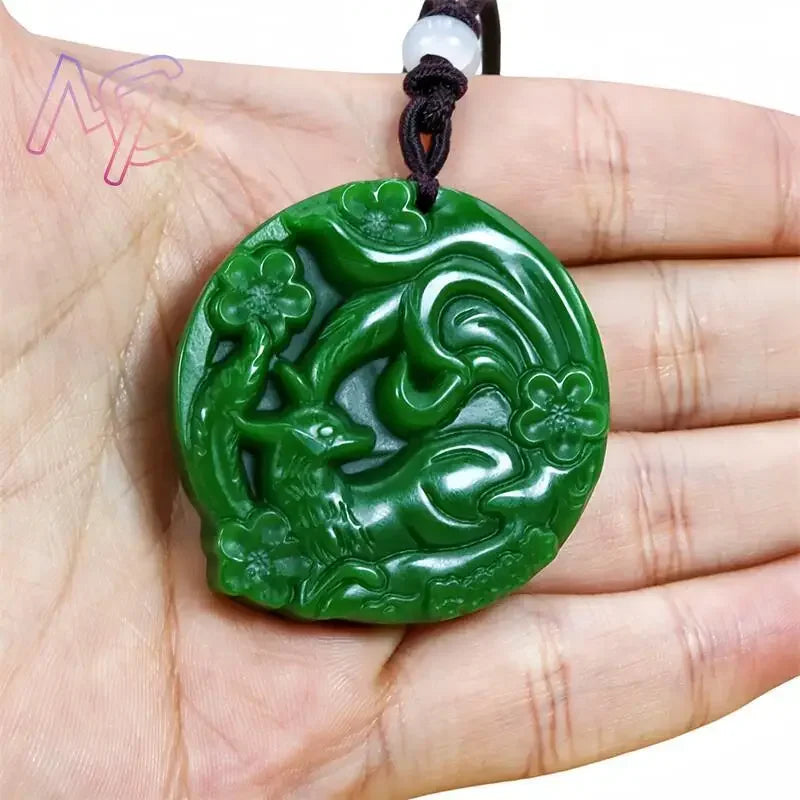 Green Natural Jade and Jasper Pendants