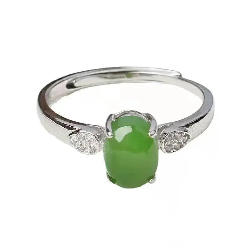 Hetian Jade Ring in Luxury 925 Silver