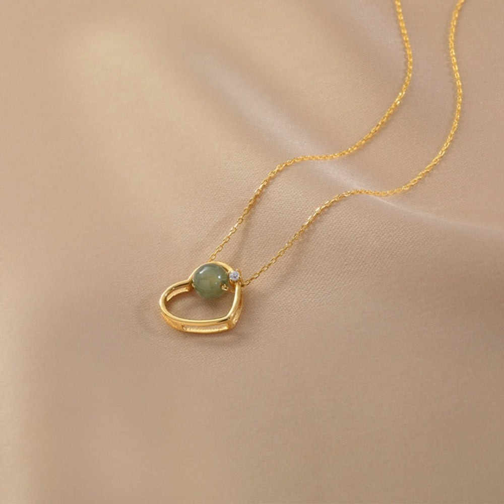 Golden Heart Jade Necklace