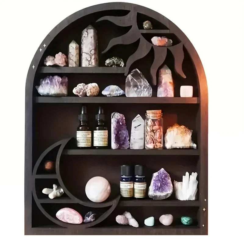 Crescent Sun & Moon Crystal Storage Shelf