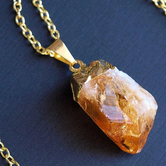 Natural Raw Citrine Pendant - Healing Crystal