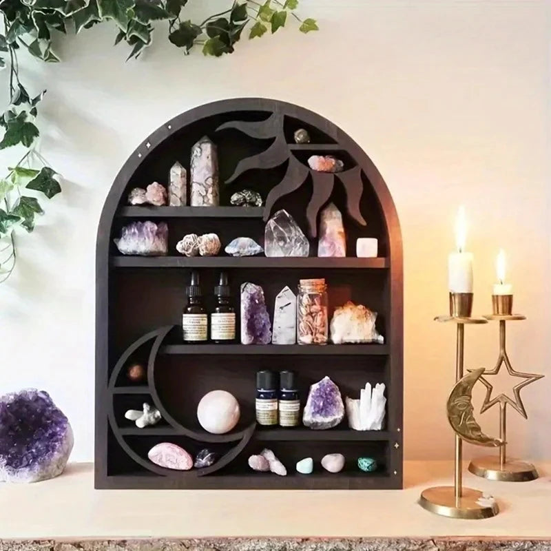 Crescent Sun & Moon Crystal Storage Shelf