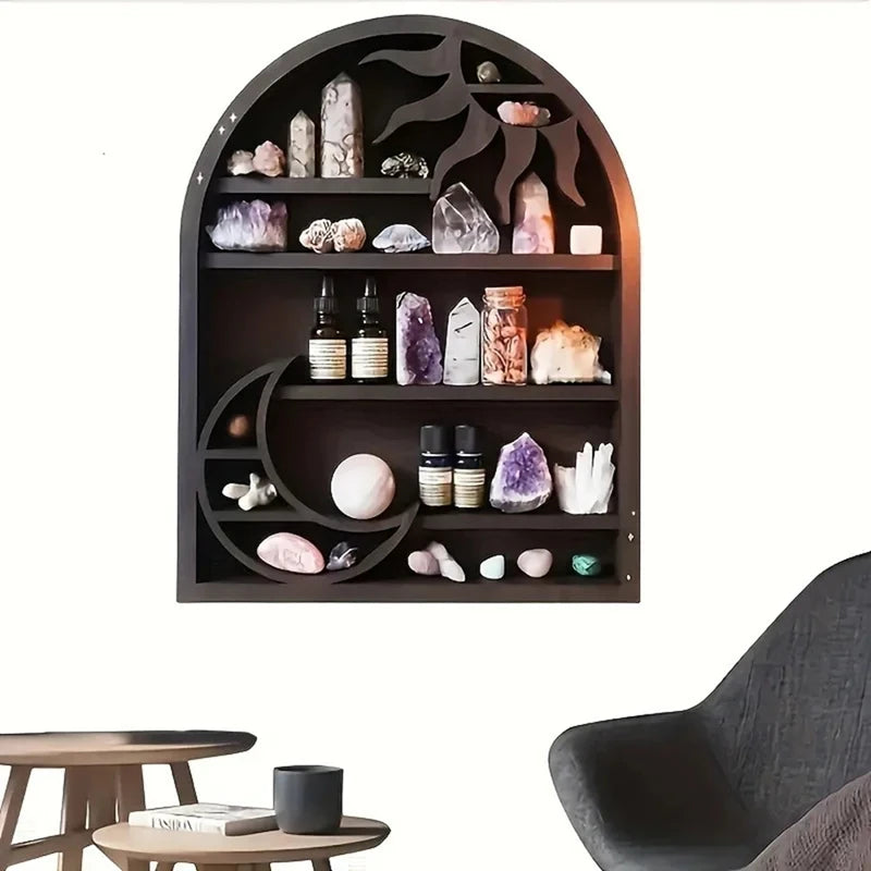 Crescent Sun & Moon Crystal Storage Shelf