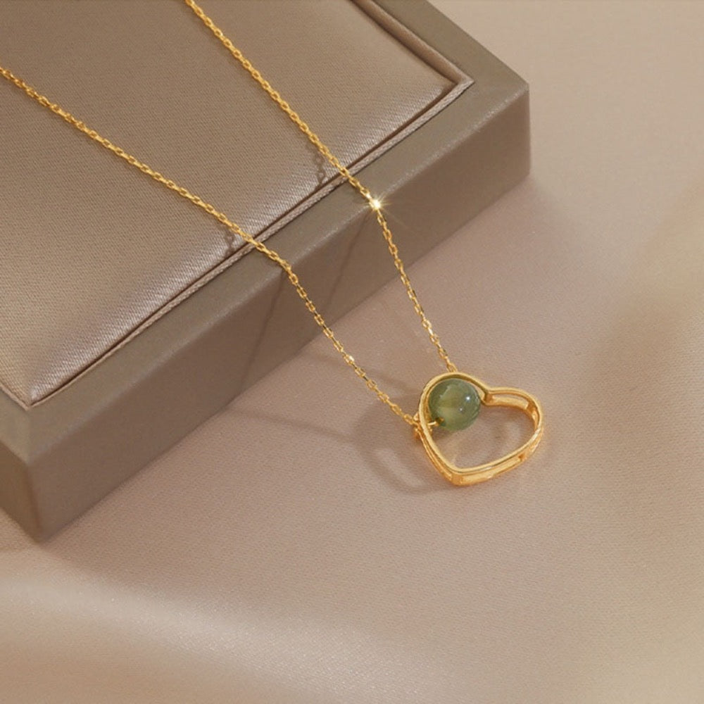 Golden Heart Jade Necklace