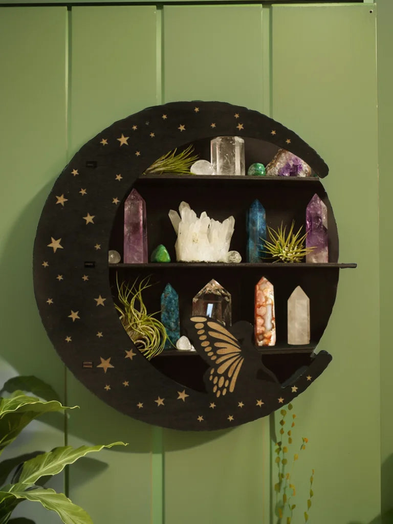 Half Moon Butterfly Crystal Display Shelf