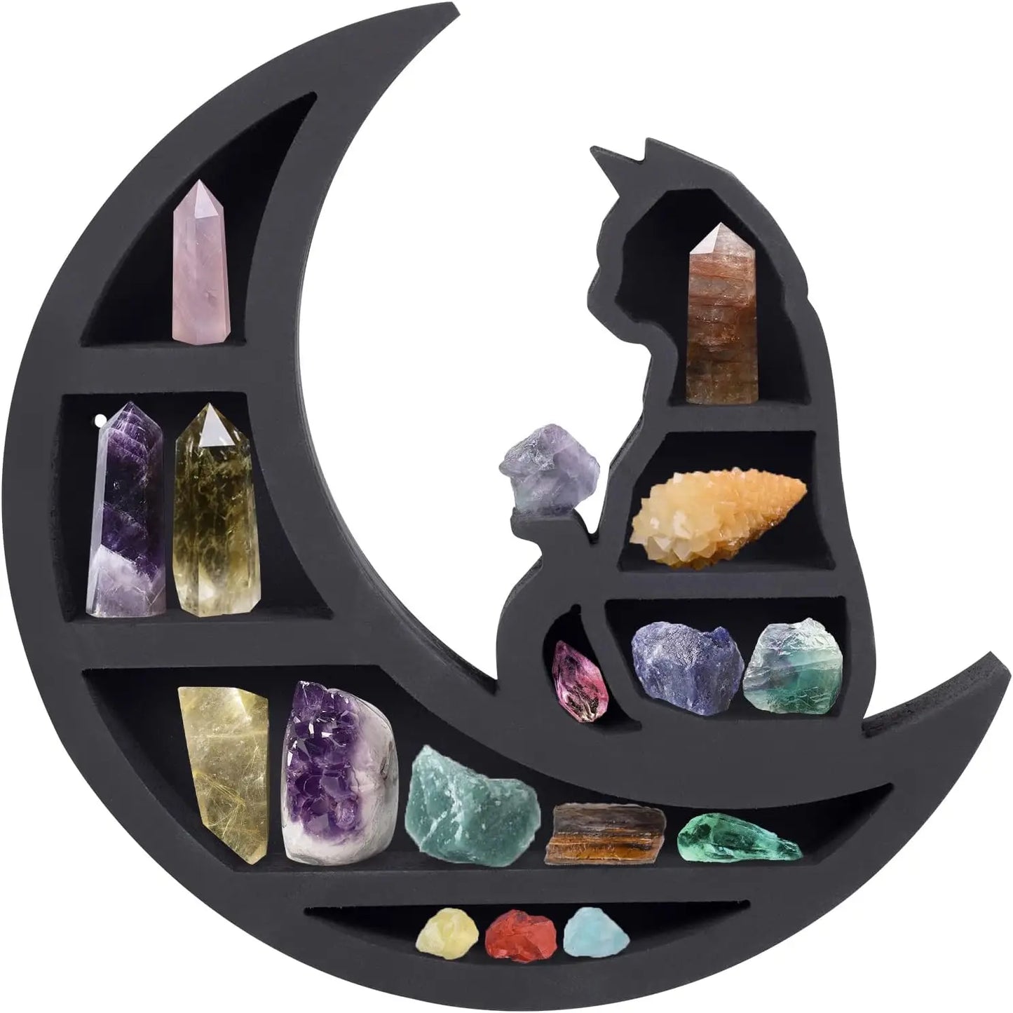 Cat on The Moon Wooden Shelf for Crystals