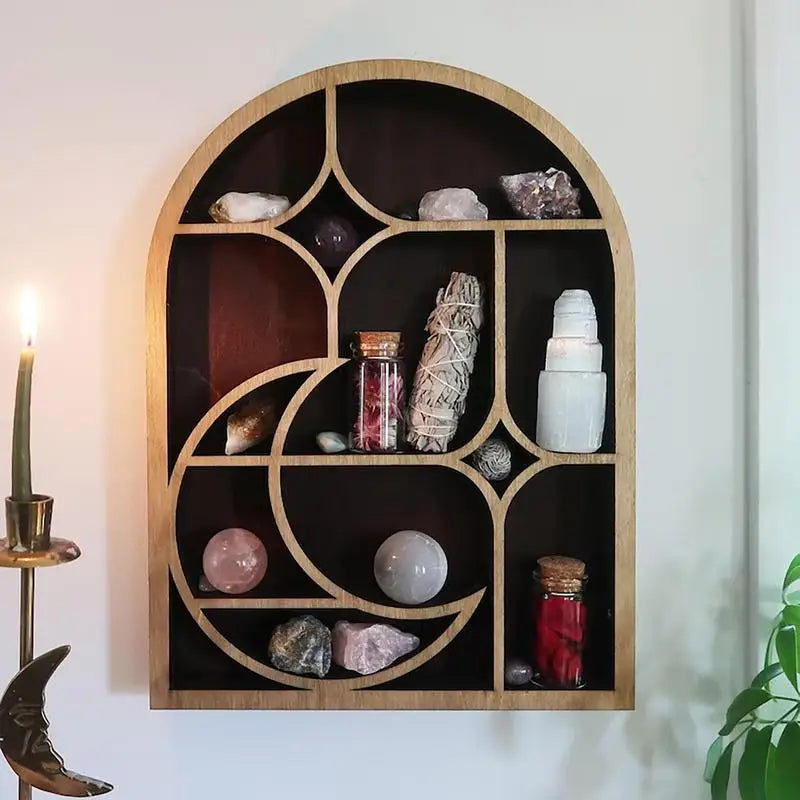 Moon & Mushroom Arch Crystal Shelf